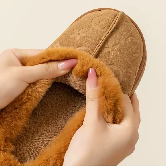 Brown Faux Fur Lined Slippers Cozy Warm | Women’s - Picture 2 of 3
